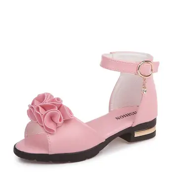 

New 2020 Girls Princess Shoes Summer Girls Flowers Sandals Children Kids High Heel Party Dance Perform Sandals Shoes