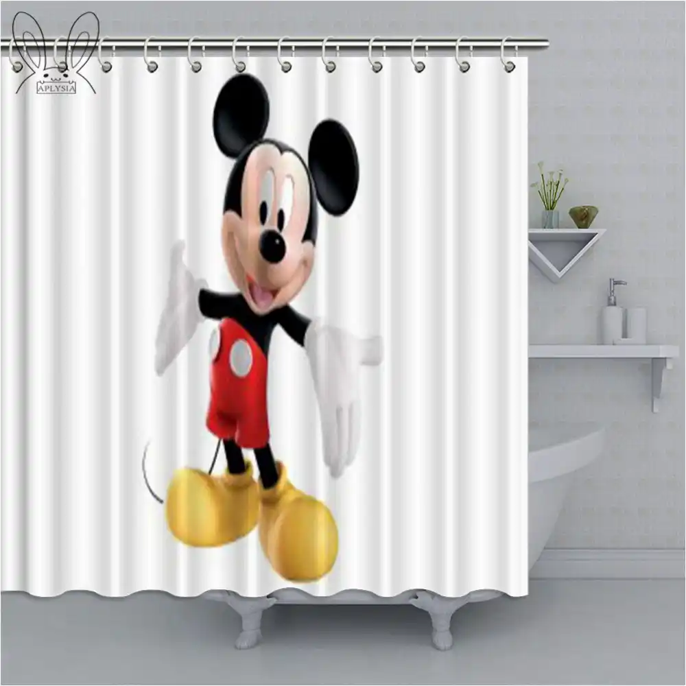 Aplysia Disney Mickey Bath Shower Curtain For Kids Decor Hot