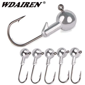 

5pcs/lot Lead Head Fishing Hook Crank Jig Head Hook for Carp Fishing Lure Soft Worms Lures Fishing Tackle Accessories