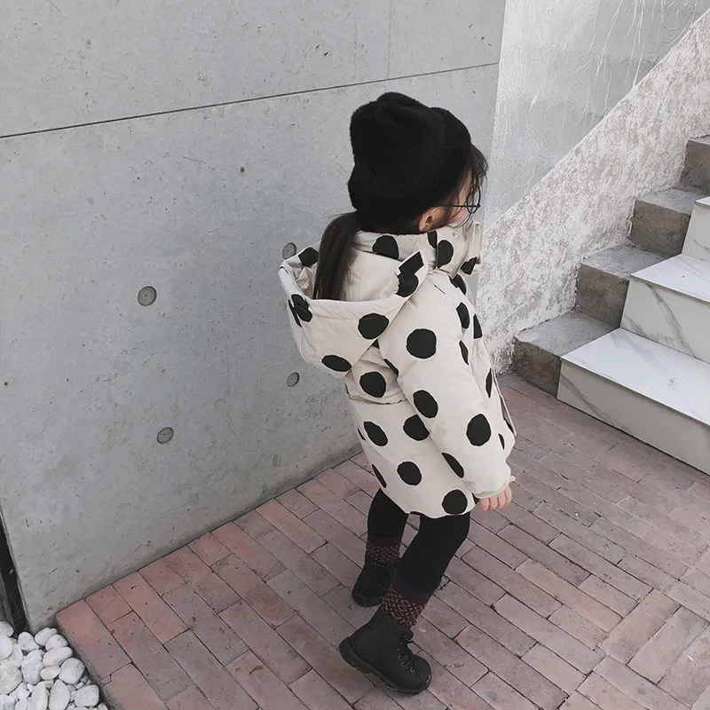 A mu hou New Style Dotted Girls' Cotton-coat Winter Style Korean-style Hooded Small CHILDREN'S Hand Cotton Children Cotton