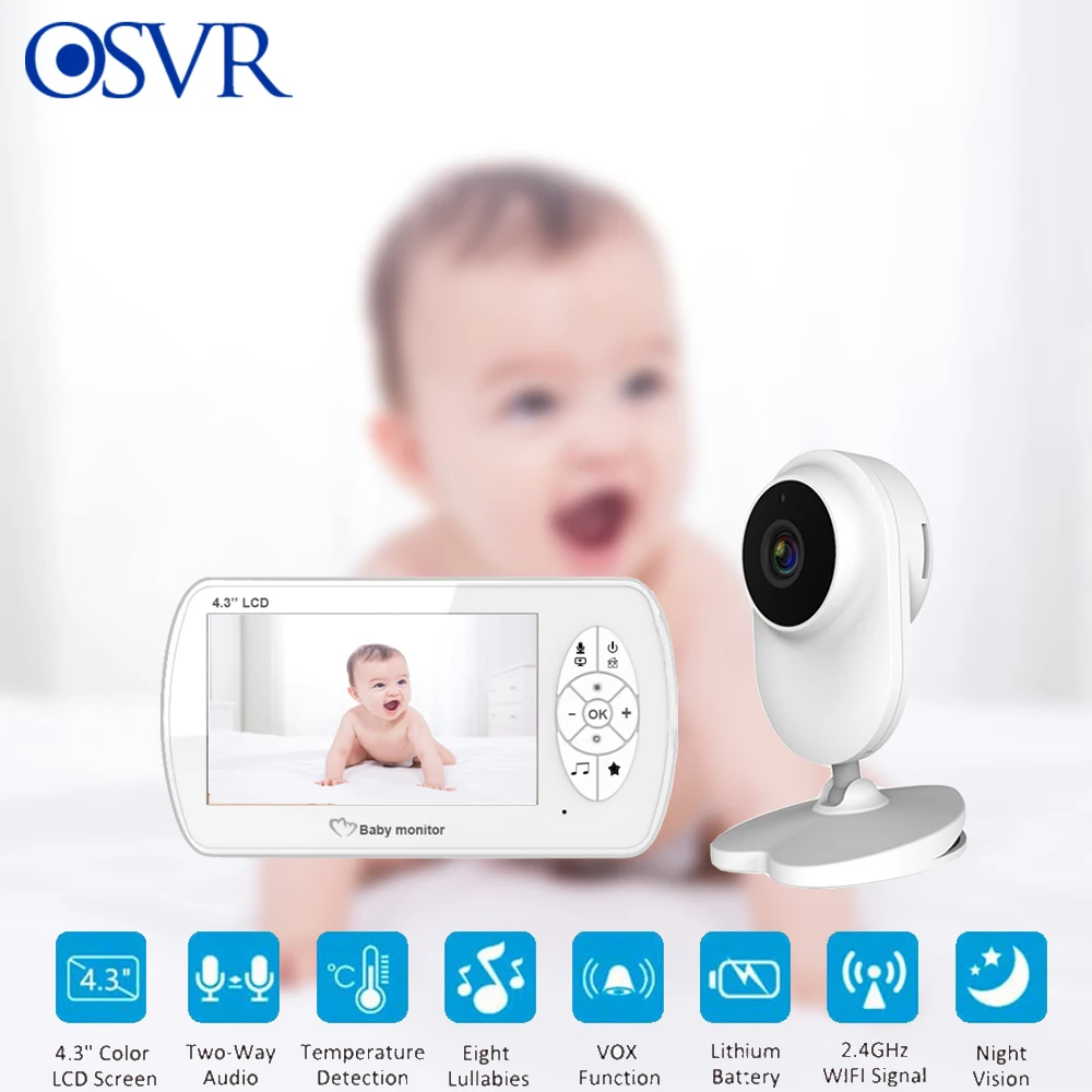 4.3 Inch Video Baby Monitor with Camera Two-way Audio Nanny Baby Security Babyphone Night Vision Temperature Detection Baby-Cam