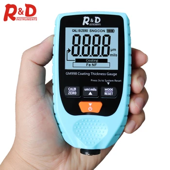 

R&D GM998 Blue Car Paint Coating Thickness Gauge Electroplate Metal Coating Thickness Tester Meter 0-1500um Fe & NFe Probe