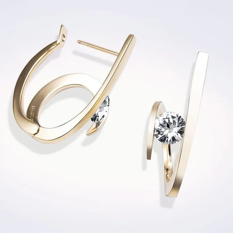 

Creative Geometric Ladies Gift Earrings Simple Round Zirconia Women party jewelry earrings