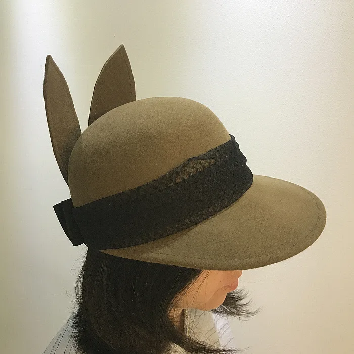 01909-xintao-rabbit уха шерсти зимние теплые милые леди шляпа козырек для мужчин и женщин для отдыха шляпа для конной езды