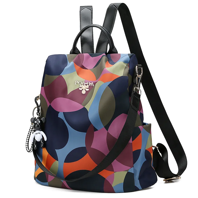 

Large Capacity Backpack Women's New Style Korean-style Versatile Nylon Oxford Cloth Backpack College Style Printed Travel School