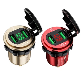 

Kewig Car USB Charger QC 3.0A Dual USB Socket with Voltage LED Digital Display for Marine, Motorcycle, Truck, More