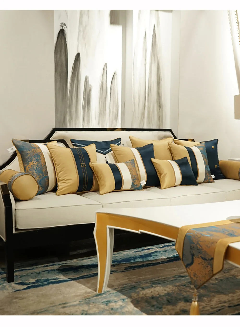 Avigers Лоскутные синие белые желтые Чехлы для подушек с кистями, наволочки для подушек, роскошные домашние декоративные Чехлы для дивана, спальни, гостиной