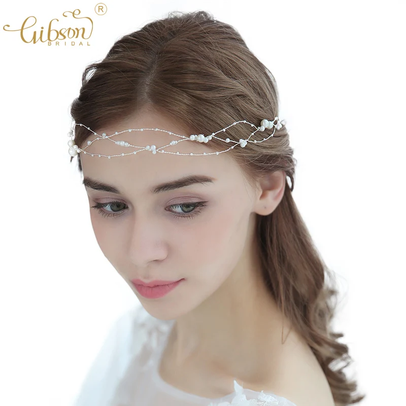 Простой дизайн волос лоза жемчуг свадебный головной убор для девочек жемчужный