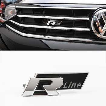 

R-LINE R Car Styling Car Front Grille Body Decoration3D Metal Sticker Emblem Accessories For VW GTI Polo Golf 5 7 Passat B5 B6