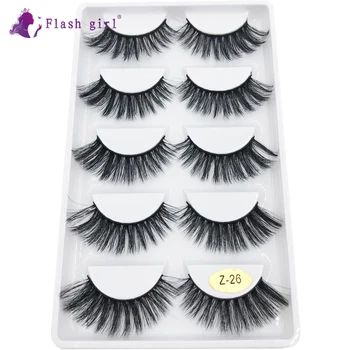 

Flash Girl 5 Pairs 3D Wispy Bulk Eyelashes Private Label Eyelashes Makeup Multi-Pack Fake Eyelash