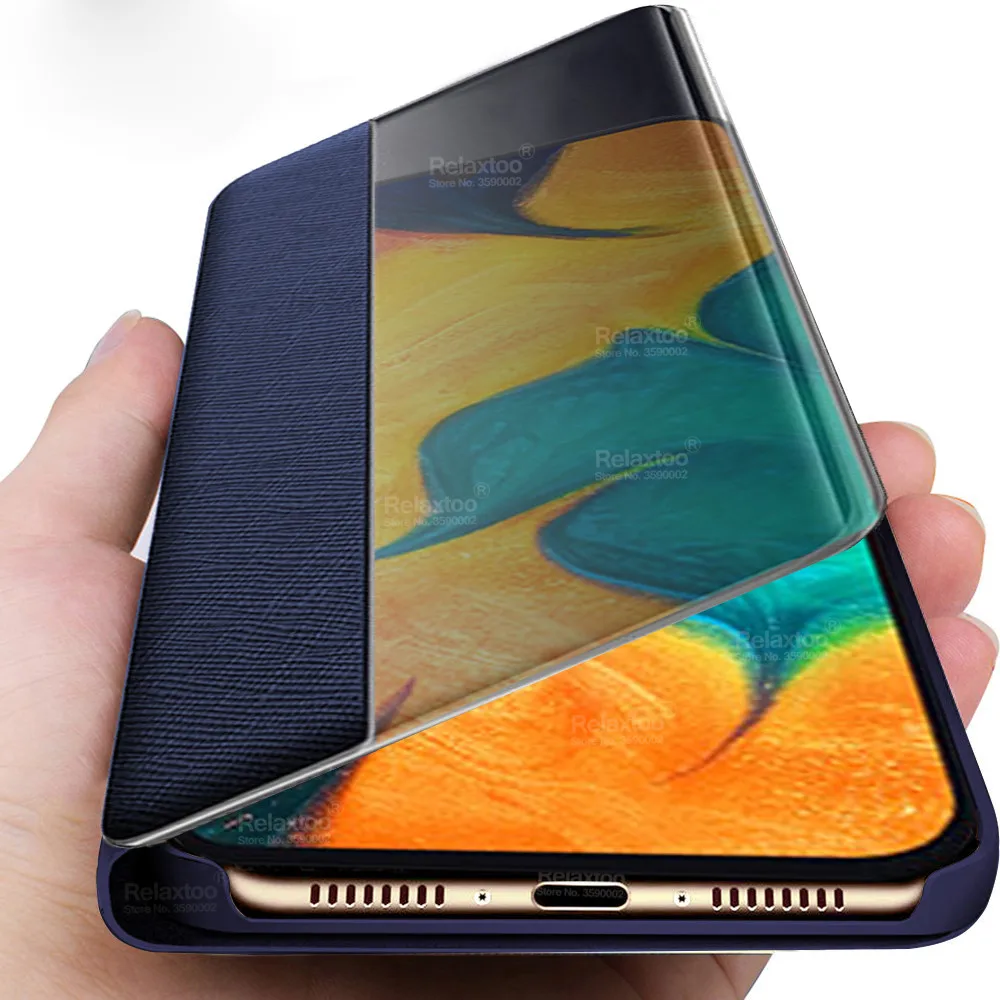 

Leather Flip Case For samsung A50 2019 smart Window View cover For samsung Galaxy a10 a20 a30 a40 a60 a70 a 50 phone funda coque