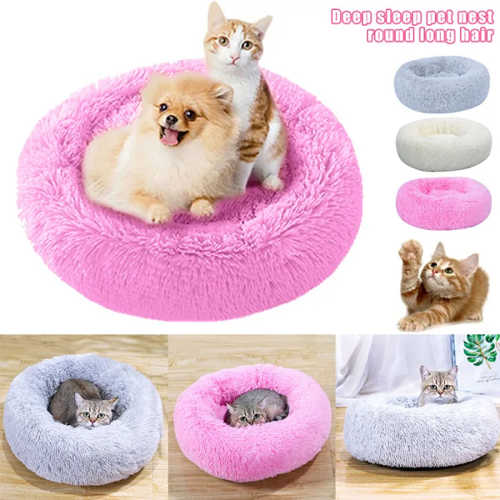 Кровать с высоким содержанием домашних животных, плюшевая в форме кошки, собаки, спальный коврик, зимняя удобная кровать LG66