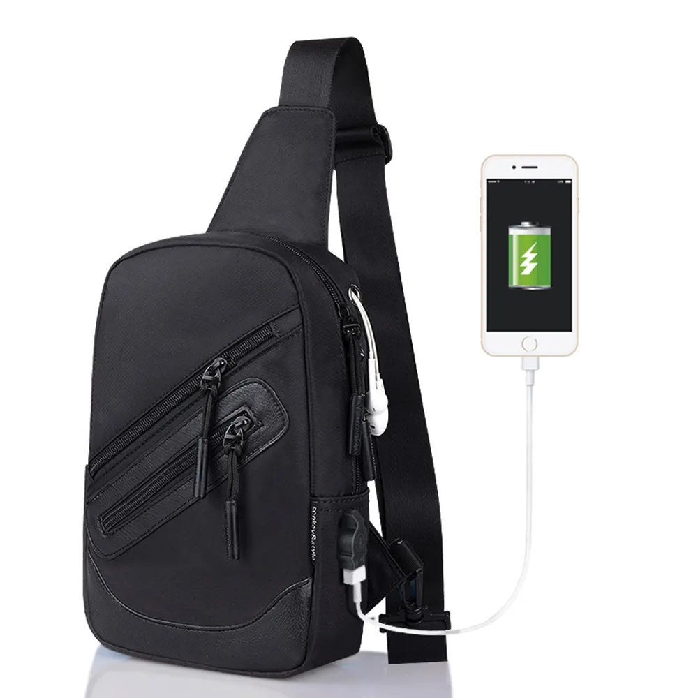 MAIOUMY новая USB Мужская нагрудная Сумка Многофункциональная Большая вместительная мужская сумка через плечо качественная оксфордская водонепроницаемая сумка через плечо