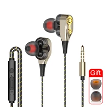 Fones de ouvido com fio estéreo fones de ouvido alto-falante duplo fone de ouvido duplo anel móvel para iphone 7s samsung s7(China)