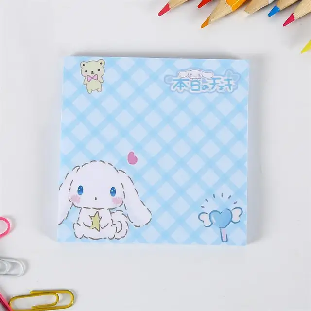 Korean Ins Not Sticky Memo Pads Cartoon Cute Student Message Stationery Office Learn Simple Planner Label Paper Kawaii Tearable Blue Rabbit 2