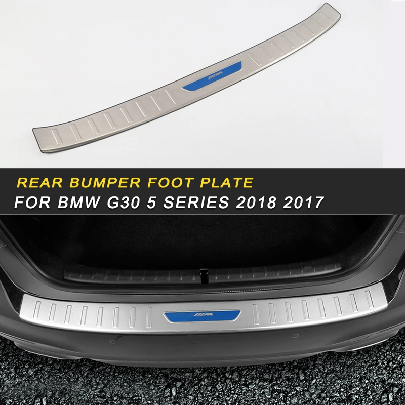 

Car Accessories Rear Bumper Foot Plate Trunk Pad Fender Cover Frame Trim Sticker For BMW G30 5 Series 2018 2017