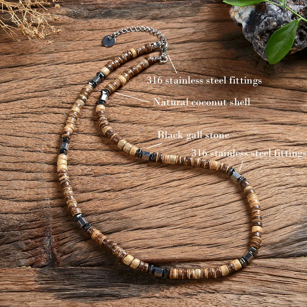 Natural Coco Wood Beads Surfer Necklaces 20