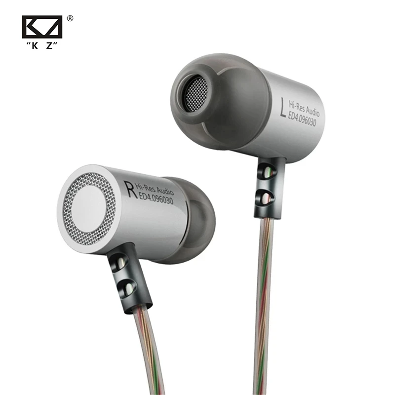 Металлические стереонаушники KZ ED4 с HD микрофоном Hi Fi гарнитура басовые наушники