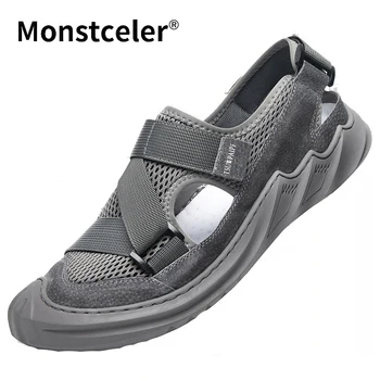 

2020 Summer New Breathable Mesh Beach Shoes Men Outdoor British Fashion Woven Sewing Sandals Shoes Elastic Band Casual Sneakers