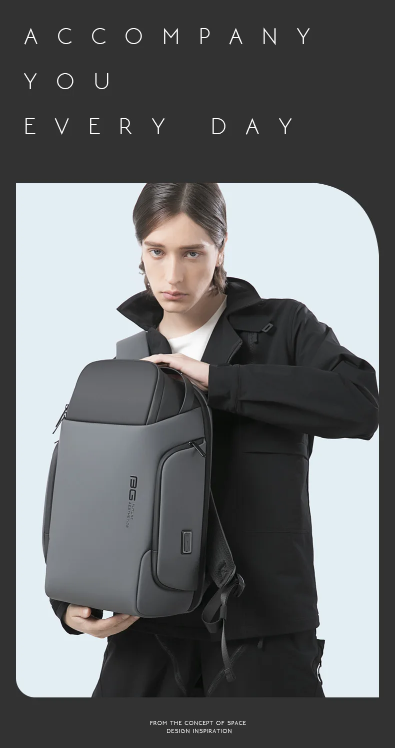 Neouo Grey Anti-Theft Fashion Laptop Backpack Model Show