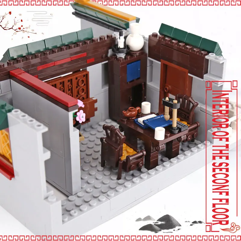DHL 01023 2955 шт китайские уличные здания серии старый стиль банк Набор строительных блоков Кирпичи Детские игрушки модель подарок на день рождения