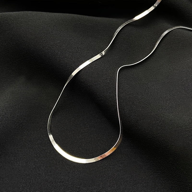 925 Sterling Silver Custom Silver Snake Bone Chain Necklace Women Temperament Clavicle Chain Simple Choker Trendy Accessories - Image 5