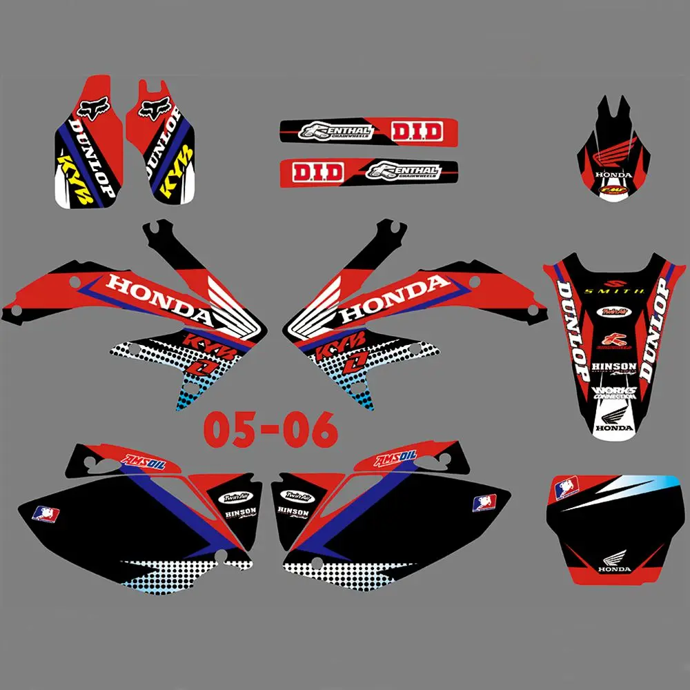 

New Full Graphics Decals Stickers Custom Number Name Glossy Bright Stickers Waterproof for HONDA CRF450R CRF450 2005-2006