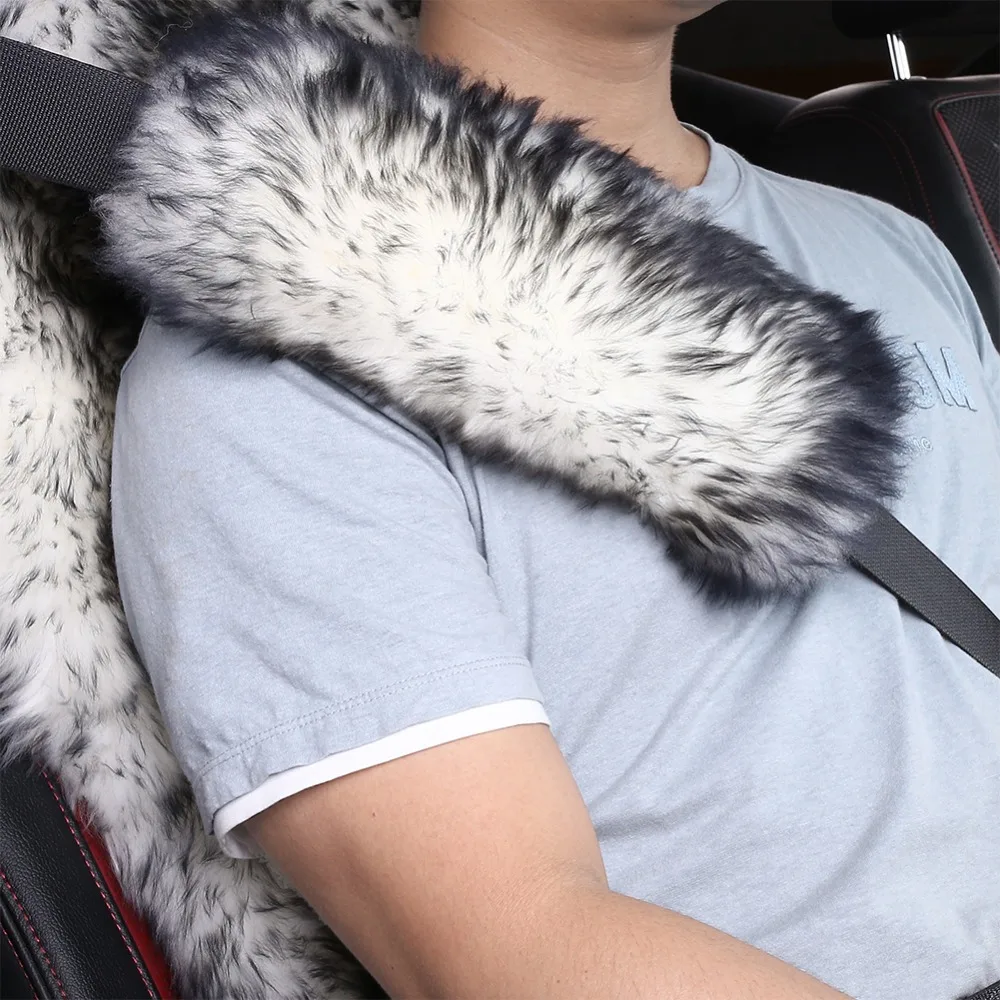 Аутентичная овчина, автомобильный ремень безопасности, 1 упаковка, мягкий чехол для ремня безопасности для взрослых детей, наплечная Подушка, защита для шеи