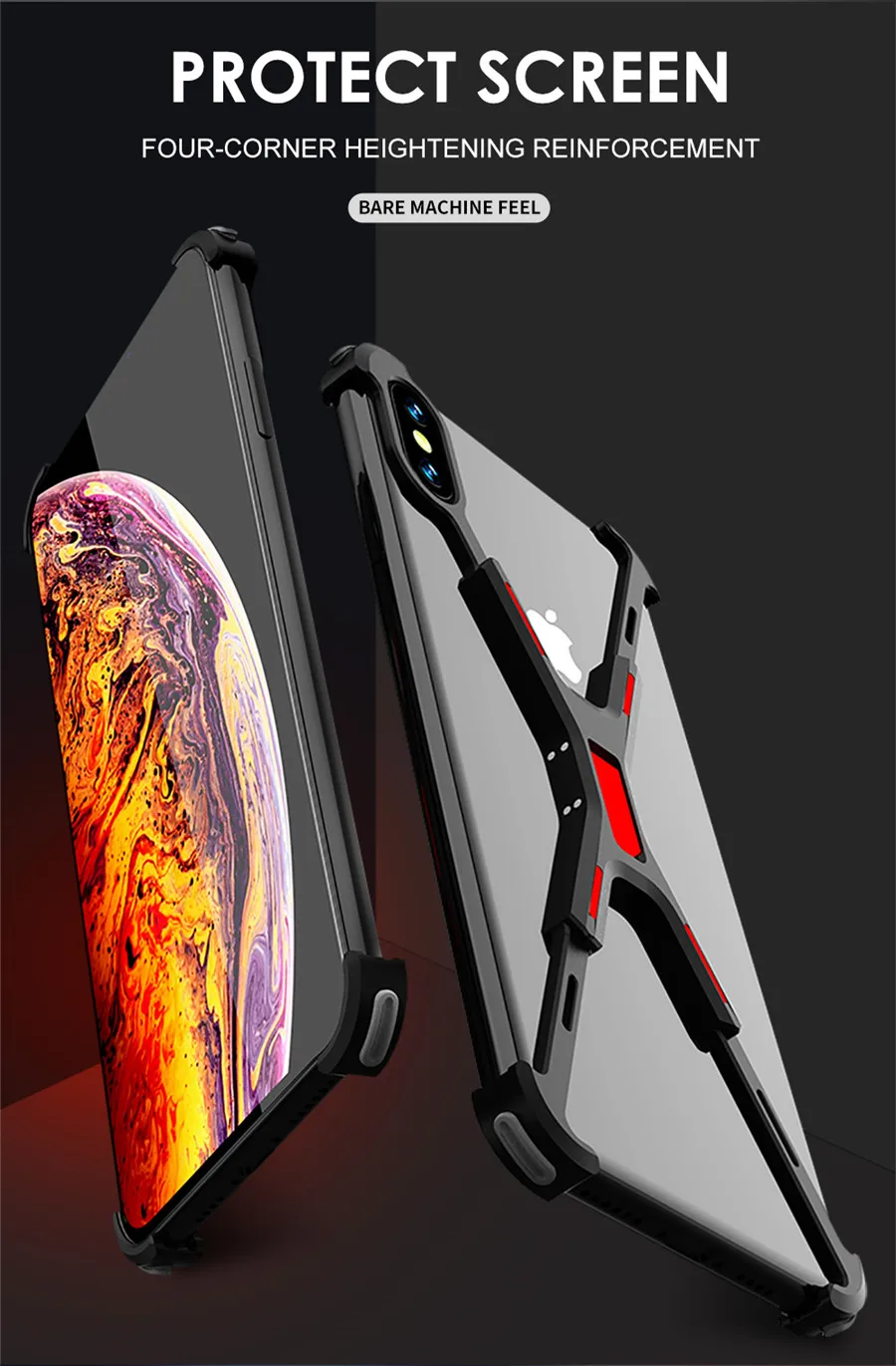 Алюминиевый металлический чехол с голой рамкой для iPhone XR XS MAX противоударный x-образный бампер задняя крышка для iPhone XS X защитный чехол