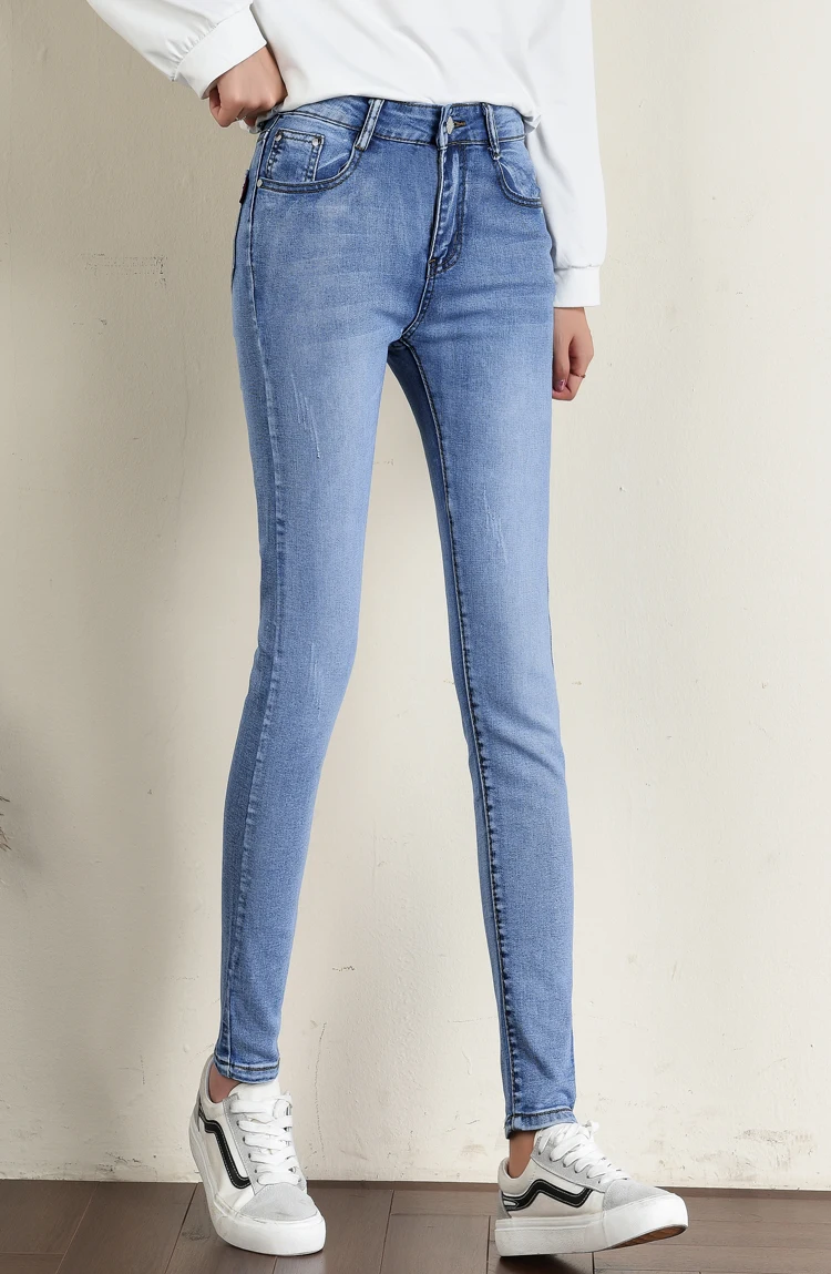 MDINCN джинсы для женщин Высокая талия джинсы женские высокие эластичные большого размера растягивающиеся женские джинсы потертые джинсы узкие брюки