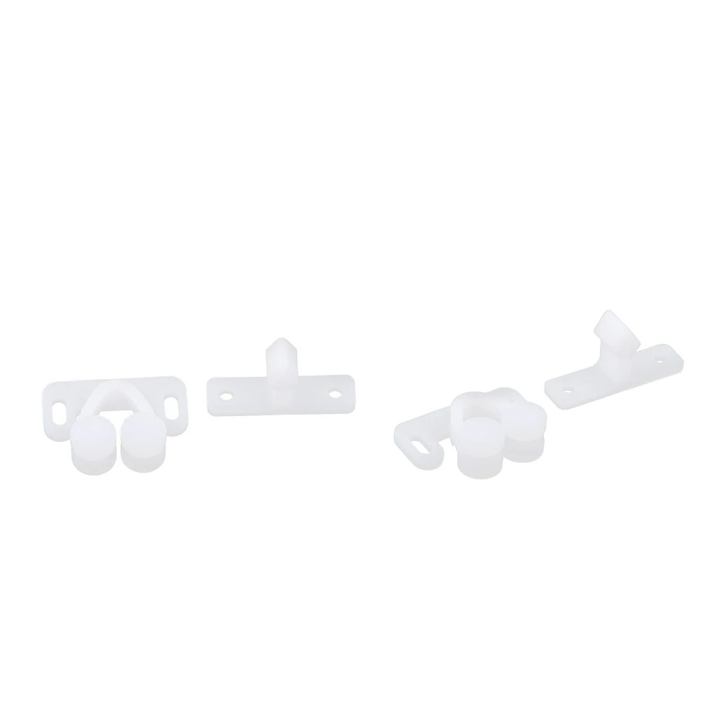2xWhite Spring Loaded Twin Roller Catch Cupboard Door Latch For Caravan Boat