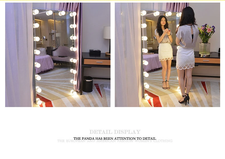 Big size dressing mirror Full-length led bulbs floor vanity makeup mirror