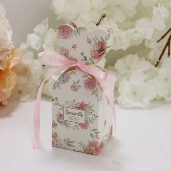

Wedding Favors and Gifts Box Paper Candy Box Chocolate Packaging Box Party Supplies Decorations Boxes Pink
