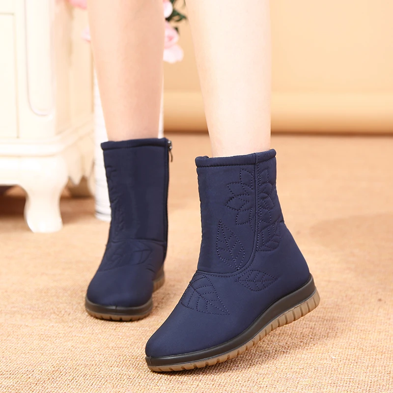 GKTINOO/женские ботинки; зимняя обувь; женские зимние ботинки с плюшевой стелькой; высококачественные женские ботильоны на меху; Водонепроницаемая зимняя обувь - Цвет: Синий