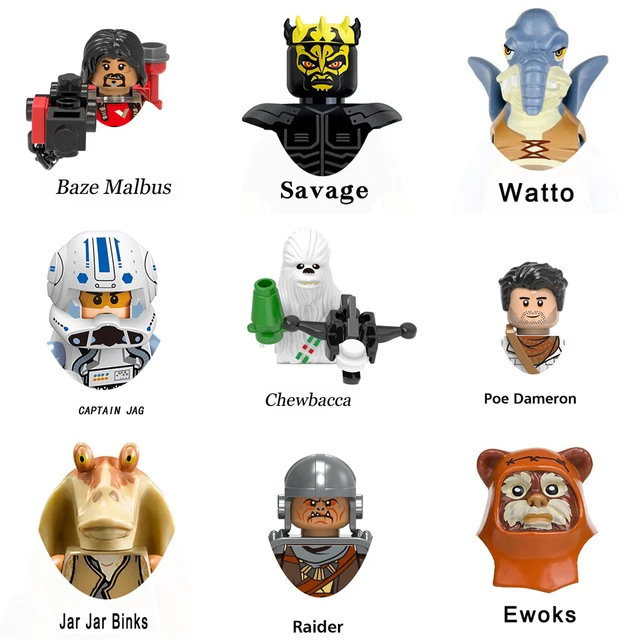 Jar Jar Binks Chewbacca Tusken Raider Han Solo Building Blocks Jawas Leia Ewoks Amidala Gamorrean Star