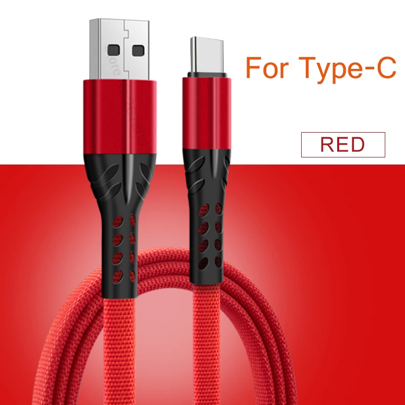 Быстрая зарядка usb type C кабель Зарядное устройство USB кабель для зарядки данных Micro USB кабель мобильного телефона кабель USB шнур для huawei Xiaomi Redmi - Цвет: For Type C Red