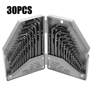 

30pcs Ratchet Spanner Allen Hey Key Wrench Metric Chrome Vanadium Steel Repair
