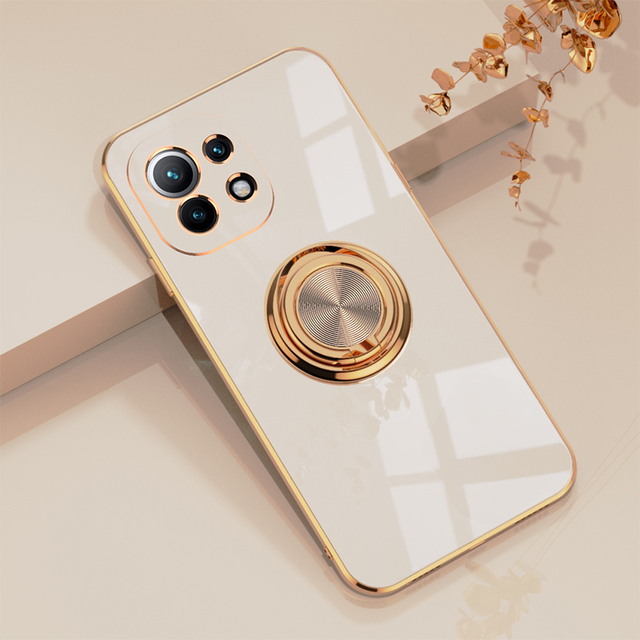 Luxury Plating Case for Xiaomi Mi 11 Ultra 11 Pro 10T Lite POCO F3 F2 Pro Ring Stand Phone Cover for Redmi K40 Pro K30
