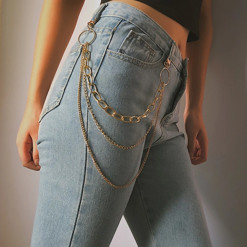 Пояс с золотой цепочкой для брюк, модные поясные ремни для женщин в стиле хип-хоп, серебристые металлические цепи для брюк, для женщин, ketting riem ceinture femme