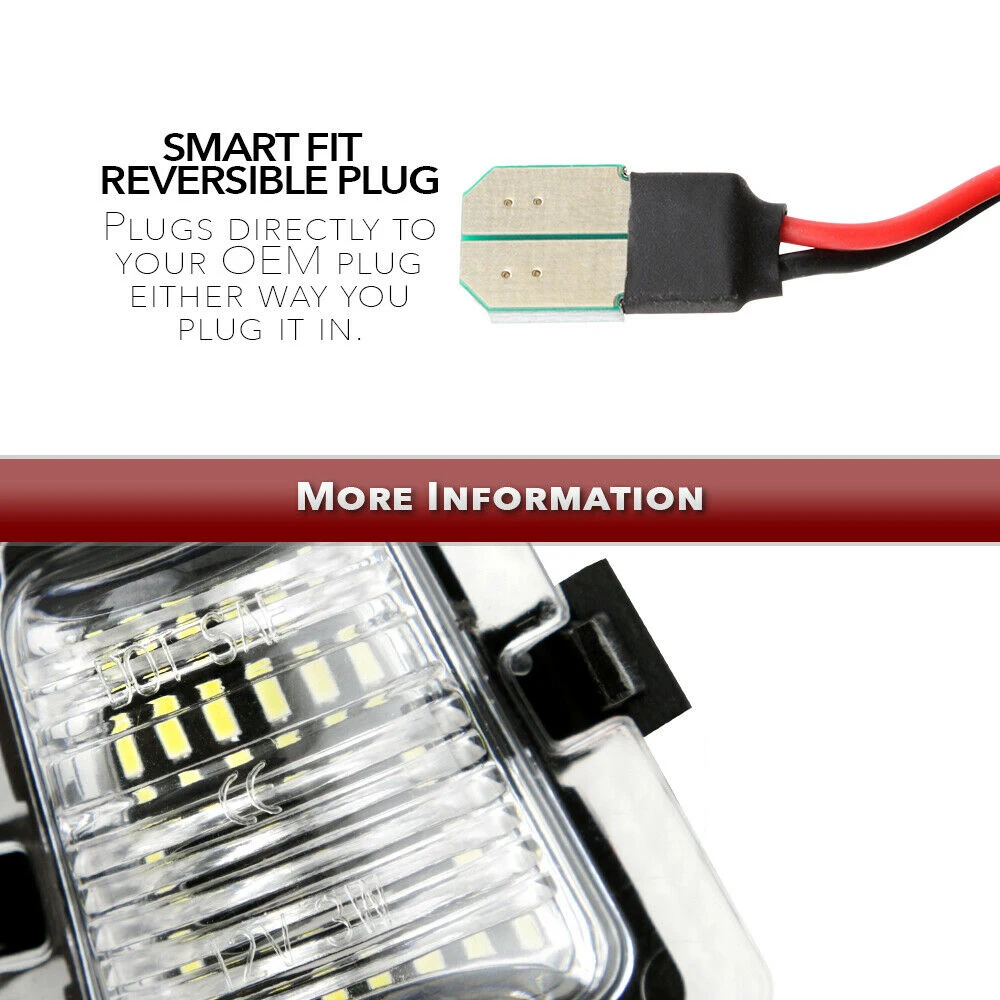 For 2007- Jeep Wrangler Jk White Smd Led License Plate Light Lamp Housing