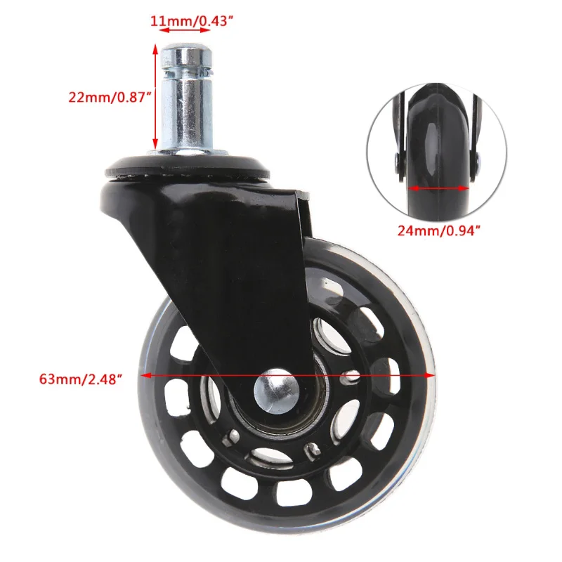 63mm Diameter 11mm Thread Furniture Caster Wheel Rolling Swivel Trolley Cart | Обустройство дома