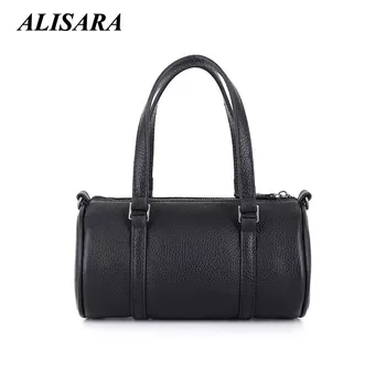

New Fashion Messenger Bags Women First Layer Leather Lady Black Mini Tote Bag 100% Cowhide Small Handbags Shoulder Crossbody Bag