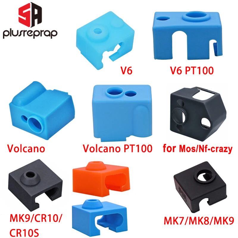 Piezas de impresora 3D, calcetín de silicona para V6 Volcan MK8/MK9/CR10/CR10S, bloque calentado, cubierta de mantenimiento caliente
