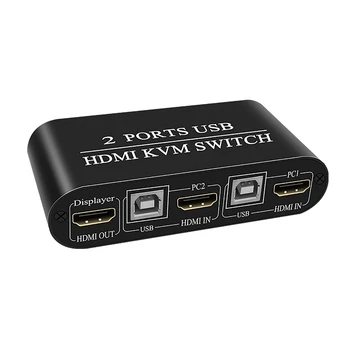 

2X1 HDMI KVM Switch Port Box 3 USB 2.0 Hub UHD 4K@30Hz 2 in 1 Out Hotkey Switch for Win7/8/10/XP/Vista