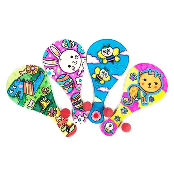 

9pcs/set Hand-painted Wooden Racket Ball Craft Cartoon Painting Graffiti Toy for Diamond embroidery