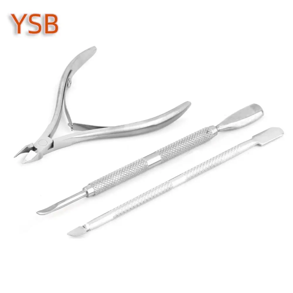 

3 pcs Stainless Steel Nail Cuticle Spoon Pusher Remover Cutter Nipper Clipper Cut Remover Cutter Trimmer Nail Art Manicure Tool