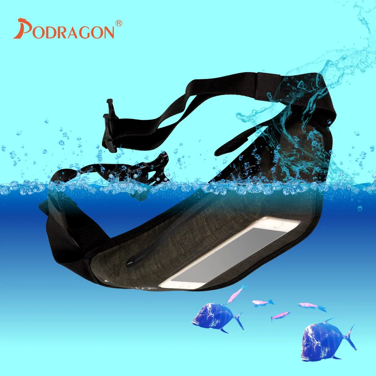 Podragon Waterproof Waist Bag Diving Swimming Waist Bag Hot Spring Phone Waterproof Bag Up To 12m / Hour Airtight Waterproof Bag