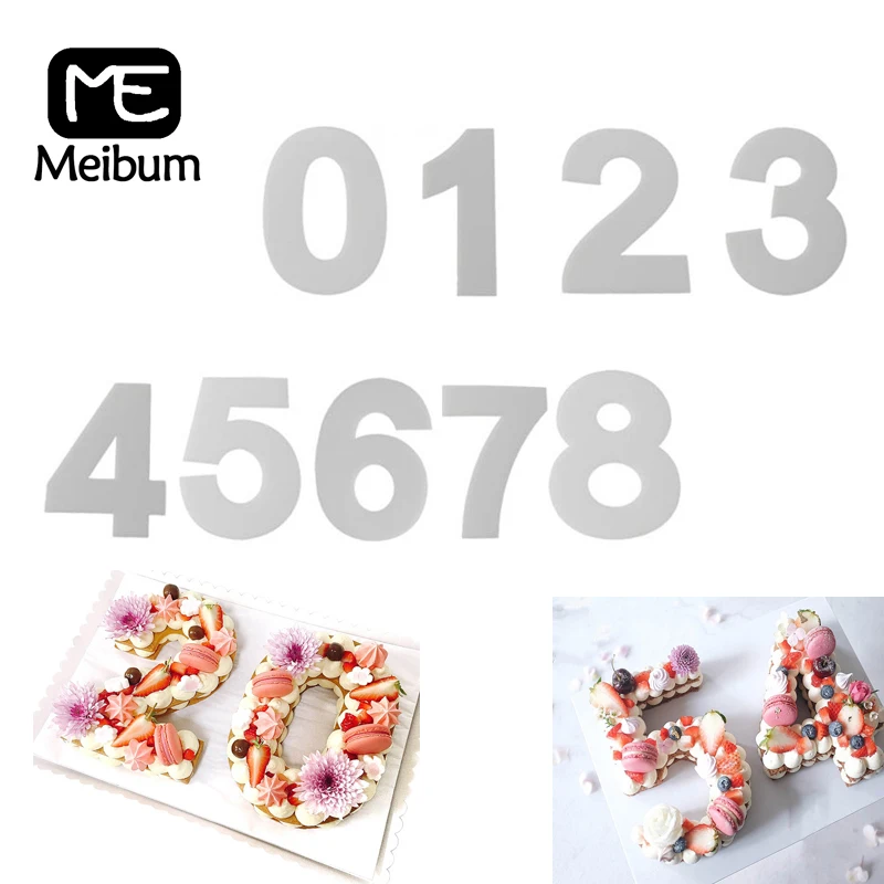 

Meibum PET Plastic 0-8 Number Cake Decorate Mold Confeitaria Maker Birthday Anniversary Cream Pastry Mould 4/6/8/10/12/14/16inch