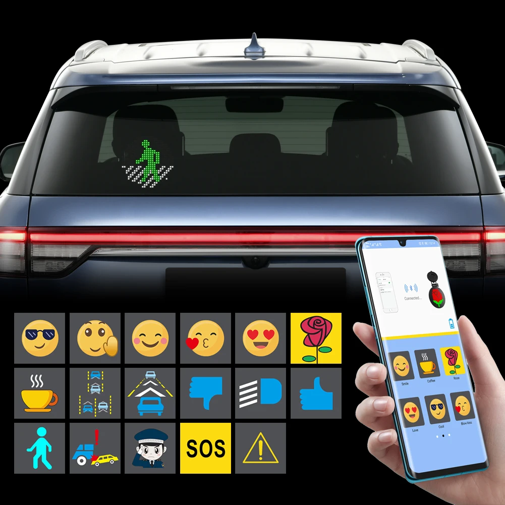 2021 New Car Decorative Lamps Rear Window Color Auto Smart APP Control Bluetooth 5.0 Expression Display RGB LED Lamp | Автомобили и