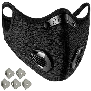 

PM2.5 Breathable Dust With 5 Filters Half Reusable Activated Carbon Dustproof Respirator Protection Printing Face Mouth Mask